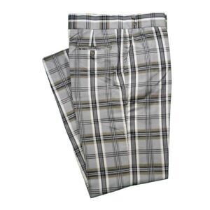 Mens 34 Gurkha Pants Gray Black Olive Plaid Cotton Flat Front Straight Trousers